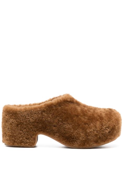 Brown shearling mules Dries Van Noten - women